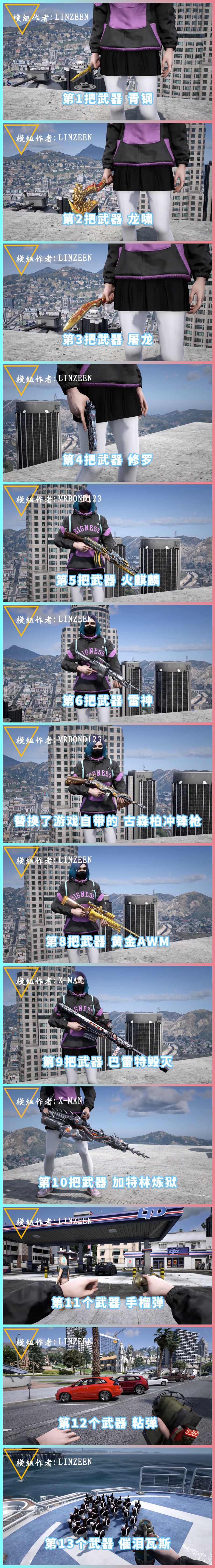 图片[2]_GTA5 武器包 全版本 [13把武器] CF穿越火线 英雄级武器 加特林炼狱 M4A1雷神 沙鹰修罗 AK47火麒麟 汤姆逊烈龙 覆盖版【2.48GB】_GTA5MOD_侠盗猎车手5MOD_游戏MOD下载